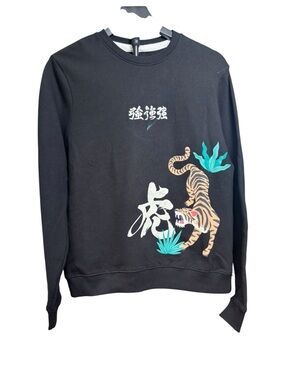 Blind Rooster Black Women’s S Sweatshirt with Tiger Graphic NWT